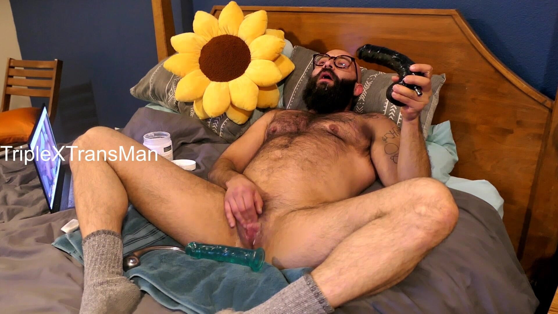 Cumming with Dildo in Throat